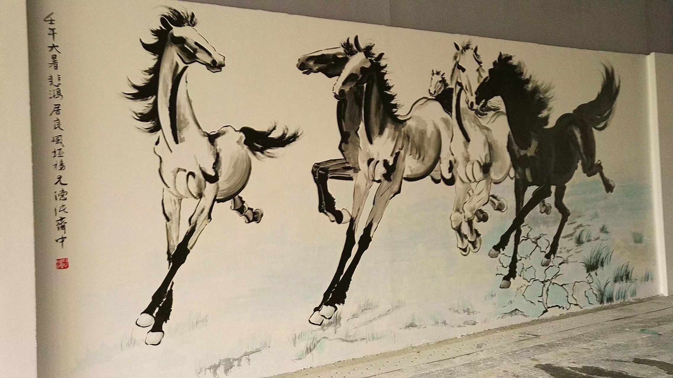 室内马主题壁画