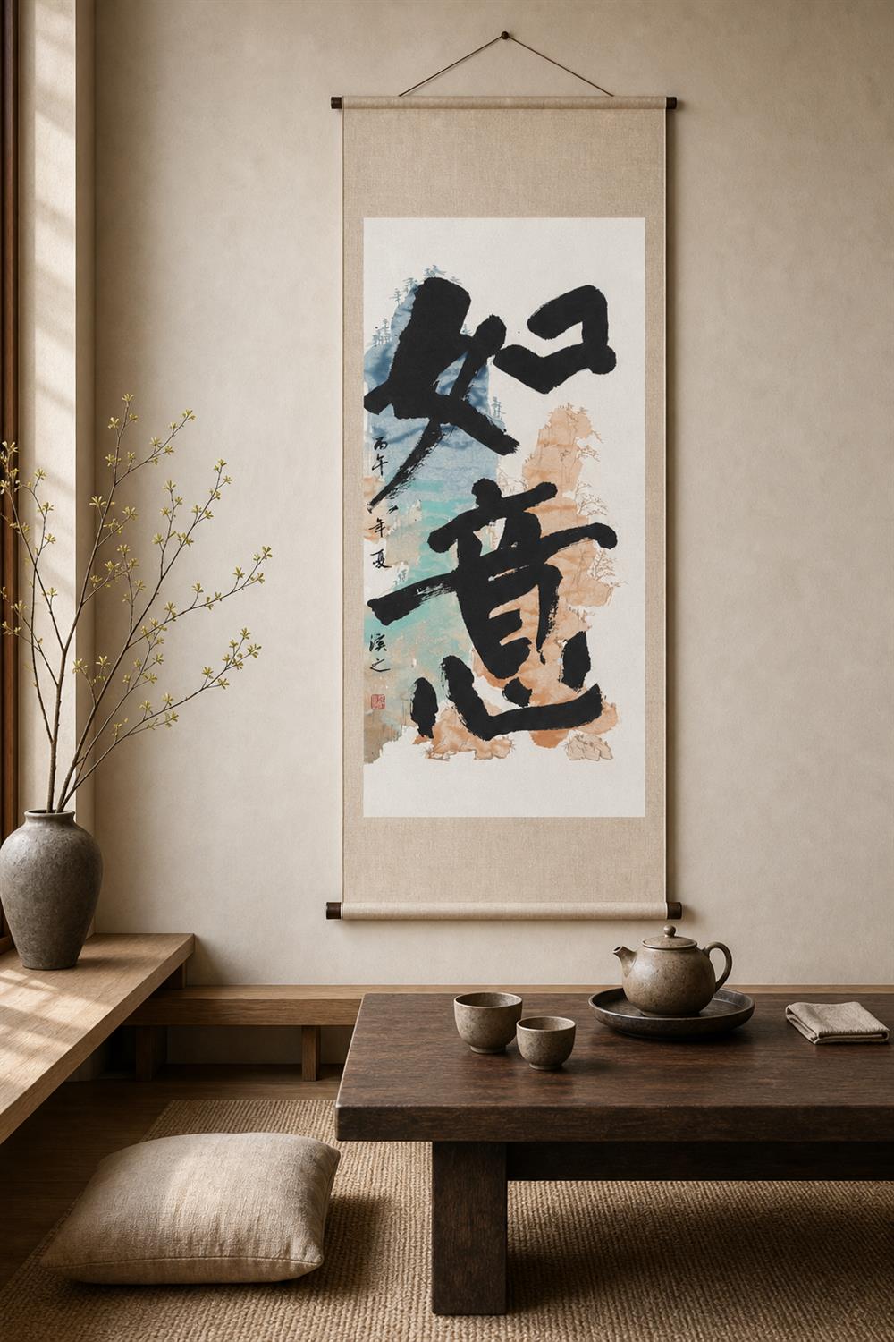 茶室空间挂画效果